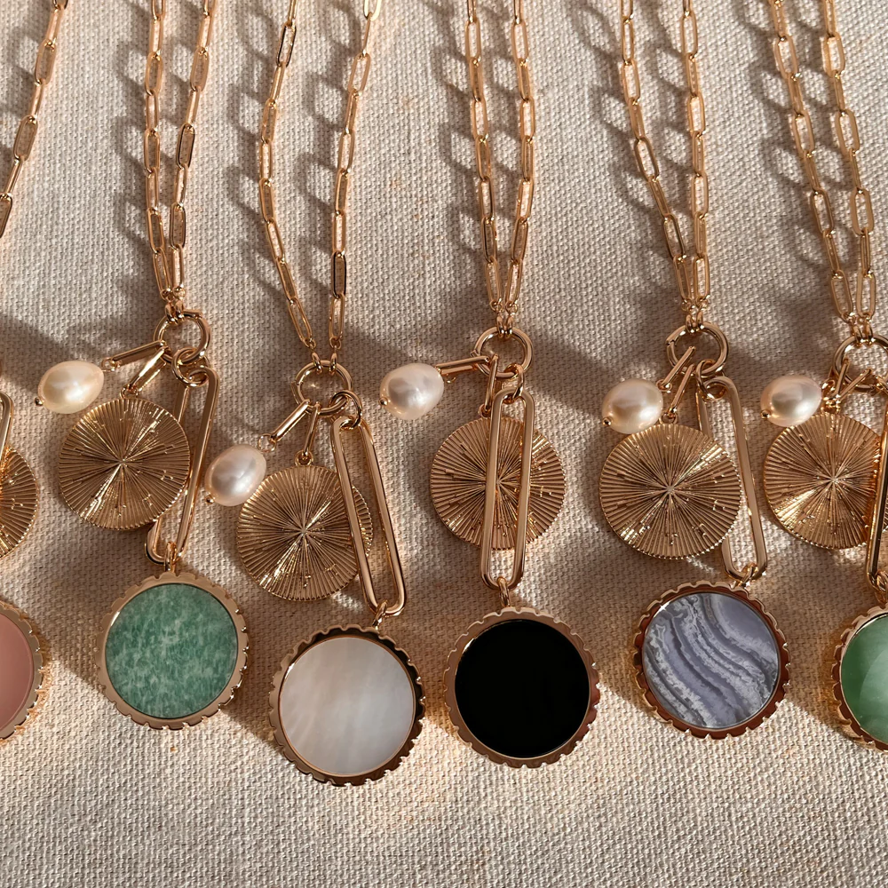 Solario Sundial Mother Of Pearl Necklace - Image 5