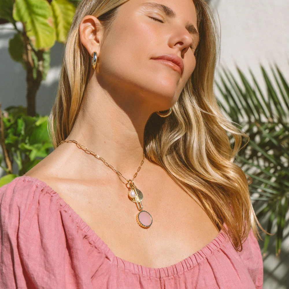 Solario Sundial Pink Jade Necklace - Image 2